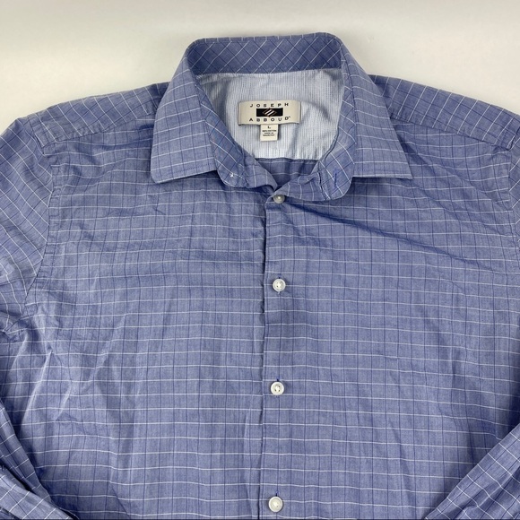 Joseph Aboud Button Up Shirt Mens Large Blue Plaid Long Sleeve - Picture 3 of 8